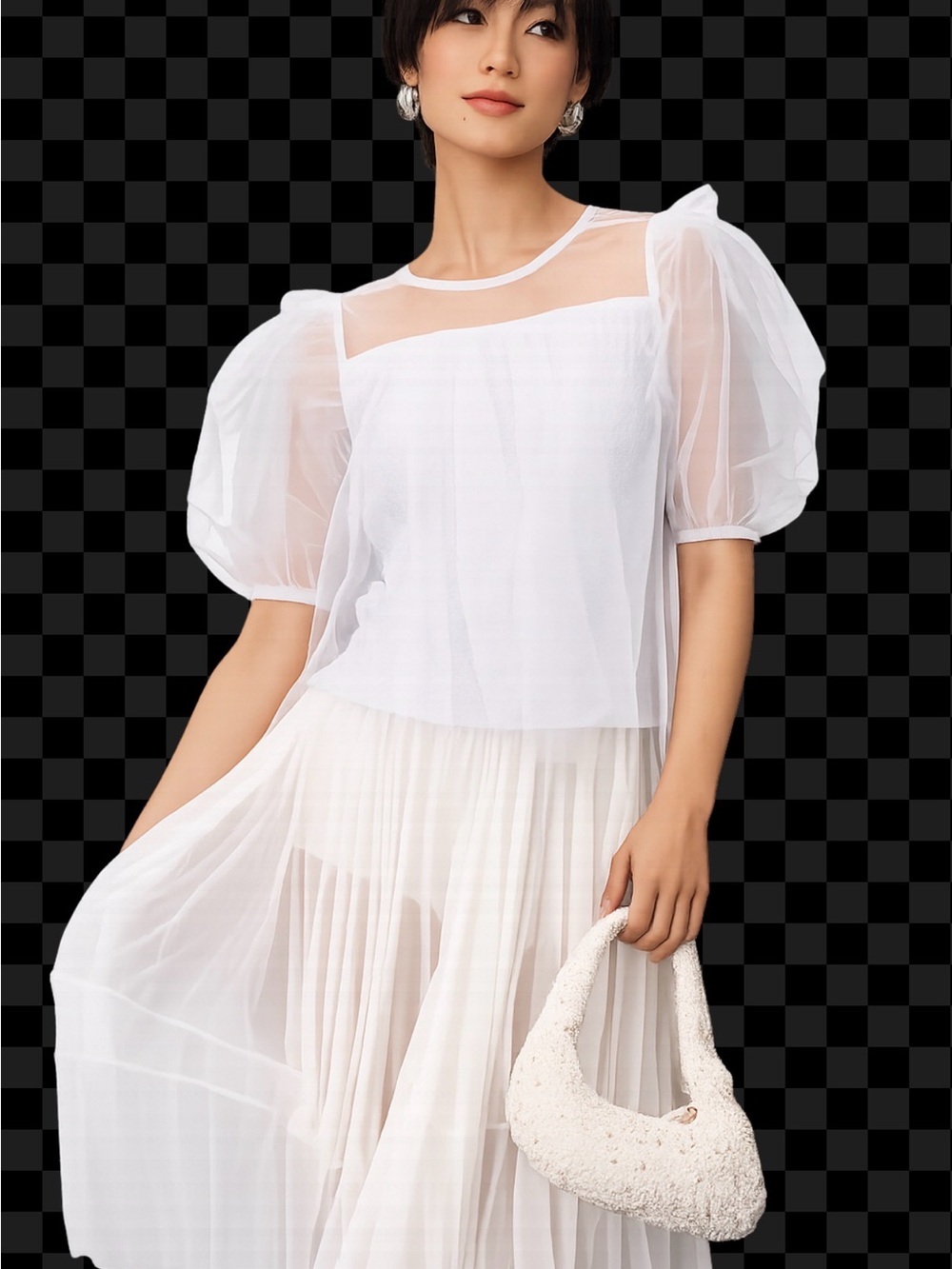 Anthropologie Sheer Puff - Sleeve Top Sz M -NWT